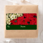 White and Red Poinsettias I Holiday Floral Label