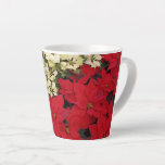 White and Red Poinsettias I Holiday Floral Latte Mug