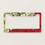 White and Red Poinsettias I Holiday Floral License Plate Frame