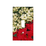 White and Red Poinsettias I Holiday Floral Light Switch Cover