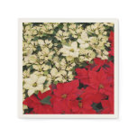 White and Red Poinsettias I Holiday Floral Napkins