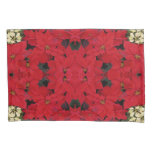 White and Red Poinsettias I Holiday Floral Pillow Case