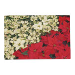 White and Red Poinsettias I Holiday Floral Placemat