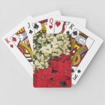 White and Red Poinsettias I Holiday Floral Playing Cards