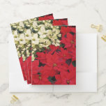 White and Red Poinsettias I Holiday Floral Pocket Folder