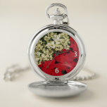 White and Red Poinsettias I Holiday Floral Pocket Watch
