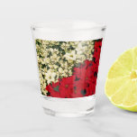 White and Red Poinsettias I Holiday Floral Shot Glass