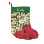 White and Red Poinsettias I Holiday Floral Small Christmas Stocking