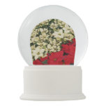 White and Red Poinsettias I Holiday Floral Snow Globe