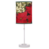 White and Red Poinsettias I Holiday Floral Table Lamp (Front)