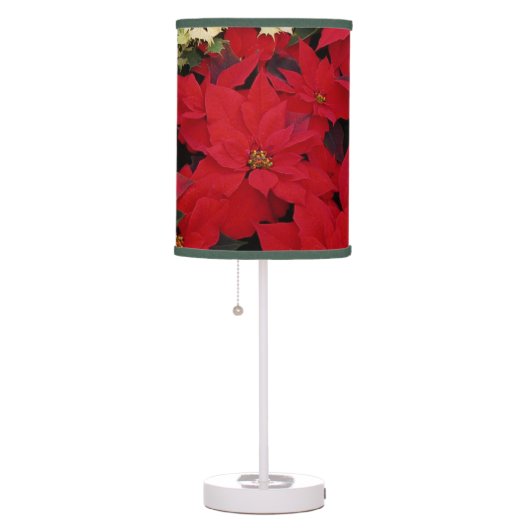 White and Red Poinsettias I Holiday Floral Table Lamp (Right)