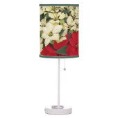 White and Red Poinsettias I Holiday Floral Table Lamp (Left)