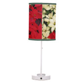 White and Red Poinsettias I Holiday Floral Table Lamp (Back)