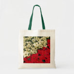 White and Red Poinsettias I Holiday Floral Tote Bag