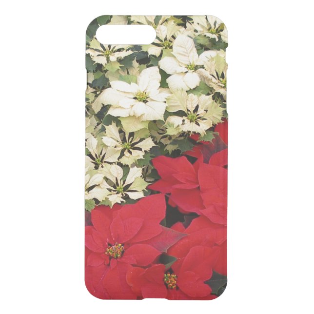 White and Red Poinsettias I Holiday Floral Uncommon iPhone Case (Back)