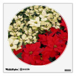 White and Red Poinsettias I Holiday Floral Wall Decal