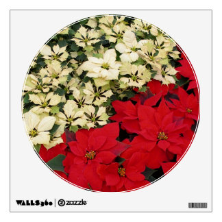 White and Red Poinsettias I Holiday Floral Wall Decal