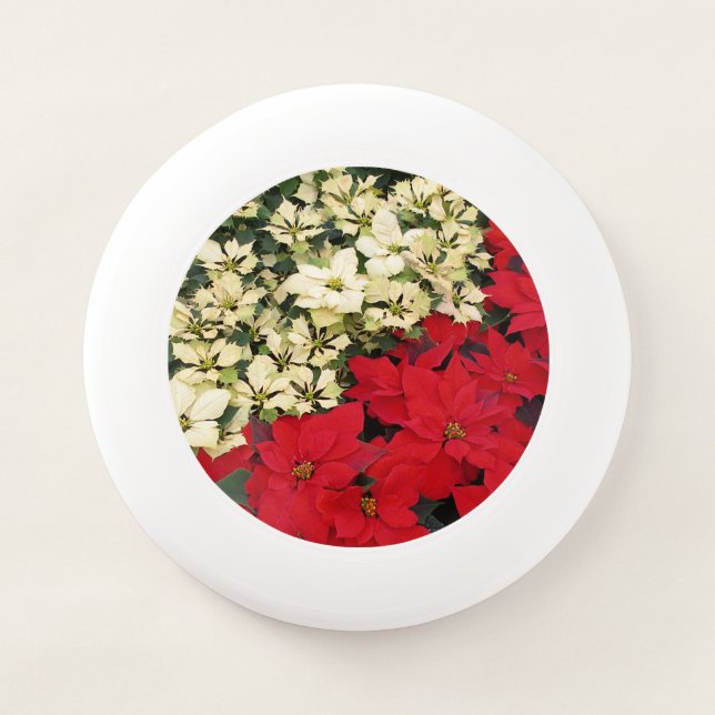 White and Red Poinsettias I Holiday Floral Wham-O Frisbee (Front)