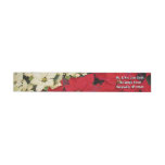 White and Red Poinsettias I Holiday Floral Wrap Around Label