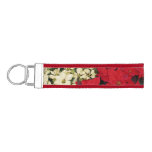 White and Red Poinsettias I Holiday Floral Wrist Keychain
