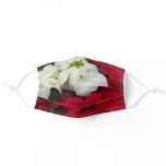White and Red Poinsettias II Christmas Holiday Adult Cloth Face Mask