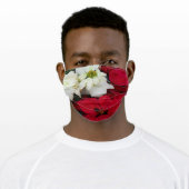 White and Red Poinsettias II Christmas Holiday Adult Cloth Face Mask (Worn)
