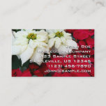 White and Red Poinsettias II Christmas Holiday Business Card