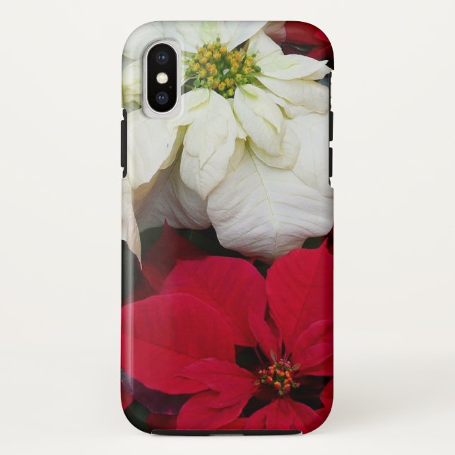 White and Red Poinsettias II Christmas Holiday Case-Mate iPhone Case (Back)