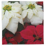 White and Red Poinsettias II Christmas Holiday Cloth Napkin