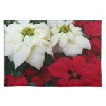 White and Red Poinsettias II Christmas Holiday Cloth Placemat