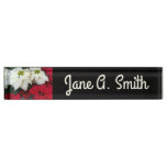 White and Red Poinsettias II Christmas Holiday Desk Name Plate