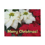 White and Red Poinsettias II Christmas Holiday Doormat