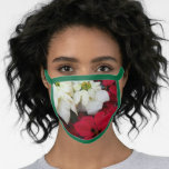White and Red Poinsettias II Christmas Holiday Face Mask