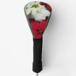White and Red Poinsettias II Christmas Holiday Golf Head Cover