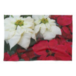 White and Red Poinsettias II Christmas Holiday Kitchen Towel