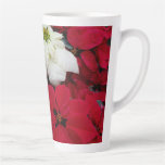 White and Red Poinsettias II Christmas Holiday Latte Mug