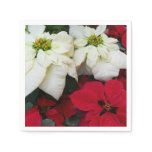 White and Red Poinsettias II Christmas Holiday Napkins