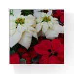 White and Red Poinsettias II Christmas Holiday Paperweight