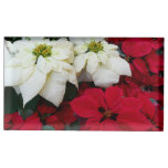 White and Red Poinsettias II Christmas Holiday Place Card Holder