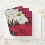 White and Red Poinsettias II Christmas Holiday Pocket Folder