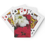 White and Red Poinsettias II Christmas Holiday Poker Cards