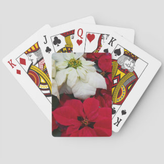 White and Red Poinsettias II Christmas Holiday Poker Cards