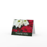 White and Red Poinsettias II Christmas Holiday Thank You Card