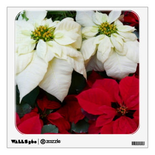 White and Red Poinsettias II Christmas Holiday Wall Sticker