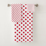 White And Red Polka Dot Bath Towel Set at Zazzle