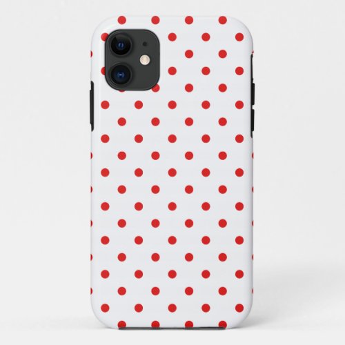 White and Red Polka Dot iPhone 11 Case