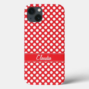 White and Red Polka Dot iPhone 13 Case