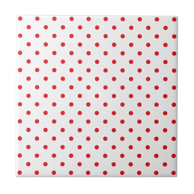 White and Red Polka Dot Ceramic Tile (Front)