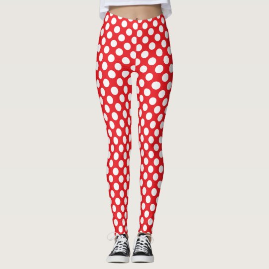 White and Red Polka Dot Leggings | Zazzle.com