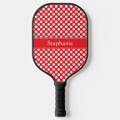 White and Red Polka Dot Pickleball Paddle